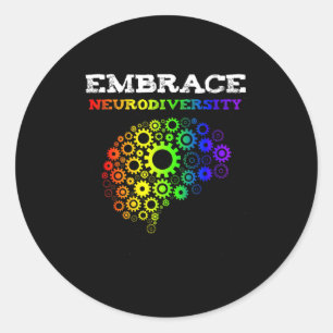 Omarm Neurodiversiteit Autisme Adhd Regenboog Brei Ronde Sticker