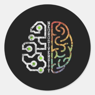 Omarm Neurodiversiteit Hersen Autisme Bewustzijn Ronde Sticker