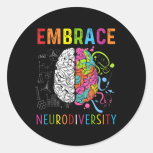 Omarm Neurodiversiteit Hersenen Omarm Adhd Autisme Ronde Sticker