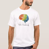 Omarm Neurodiversiteit Line Art Rainbow Brain T-shirt (Voorkant)