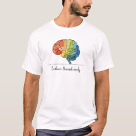 Omarm Neurodiversiteit Line Art Rainbow Brain T-shirt