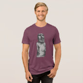 Omarm Oude Wijsheid: Moai Sculptuur Tri-Blend Shirt (Voorkant volledig)