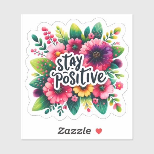 Omarm positiviteit met levendige bloemeninspiratie sticker (Vel)