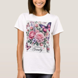 Omarm schoonheid - Elegante bloemen- en vlinderkun T-shirt