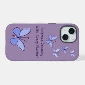 Omarm Sereniteit met Elke Flutter in Blauw iPhone 15 Case (Achterkant horizontaal)
