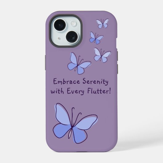 Omarm Sereniteit met Elke Flutter in Blauw iPhone 15 Case (Achterkant)