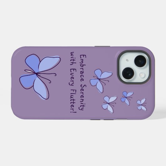 Omarm Serenity met Elke Flutter in Blauw iPhone 15 Case (Achterkant horizontaal)