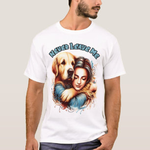 Omarm tussen vrouw en hond t-shirt