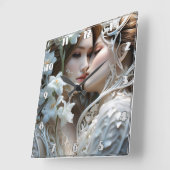 Omarm twee vrouwen tussen de bloemen vierkante klok (Hoek)