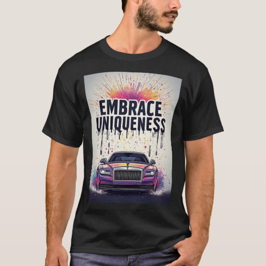 Omarm Uniekheid Luxe Auto Graffiti Kunst T-shirt (Voorkant)
