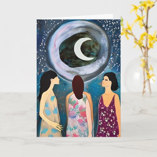 Omarm uw fasen | Maan en Vrouwen Zegen Kaart (Gele Bloem)