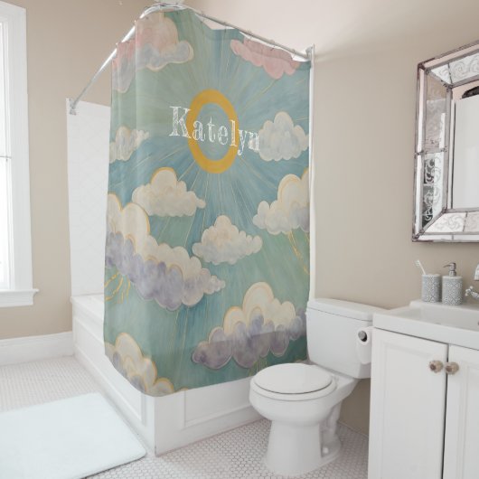 Omarm van de dageraad gepersonaliseerd douchegordijn (In situ)