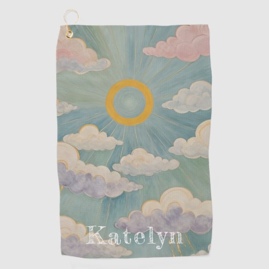 Omarm van de dageraad gepersonaliseerd golfhanddoek (Voorkant)