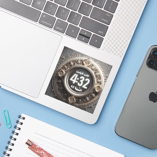 Omarm vasten, iftar, suhoor & Spiritueel reflecter Sticker (Laptop met iPhone)