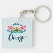 Omarm verandering - artistieke libel sleutelhanger (Achterkant)