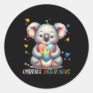 Omarm Verschillen Puzzel Hart Koala Autisme Award Ronde Sticker