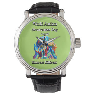 Omarm verschillende. Wereld Autisme Bewustzijn Dag Horloge