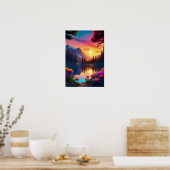Omarm zonsondergang en Lake's Beauty Poster (Keuken)