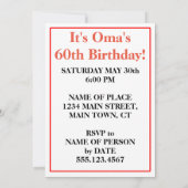 Oma's 60e mijlpaal verjaardagsfeest kaart (Achterkant)
