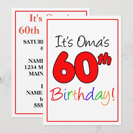 Oma's 60e mijlpaal verjaardagsfeest kaart (Voorkant / Achterkant)