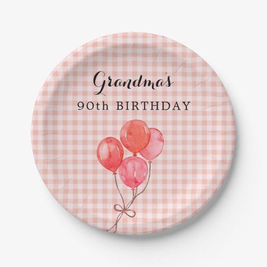 Oma's 90e verjaardag papieren bordje (Voorkant)