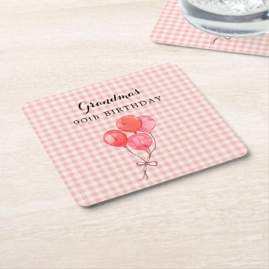 Oma's 90ste verjaardag kartonnen onderzetters (Schuin)