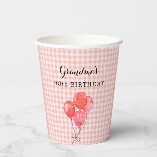 Oma's 90ste verjaardag papieren bekers (Achterkant)
