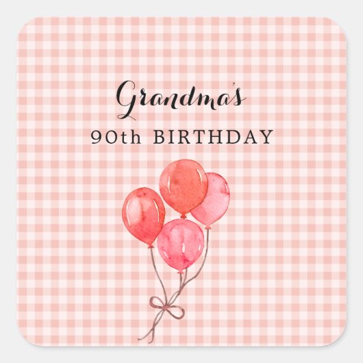 Oma's 90ste verjaardag vierkante sticker (Voorkant)