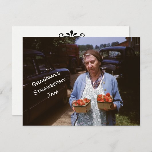 Oma's aardbei Recipe Vers aardbeien Oude aardbeien Briefkaart (Voorkant / Achterkant)