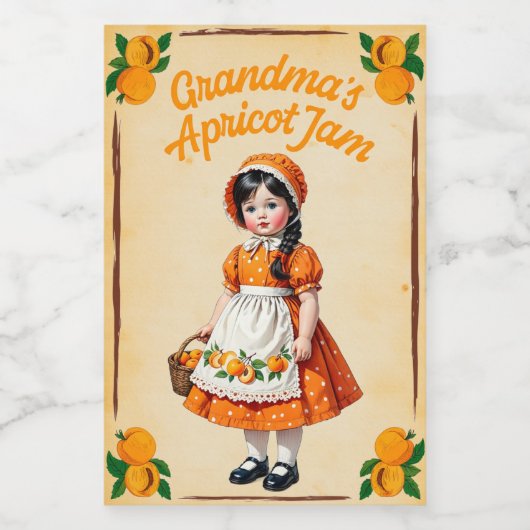 Oma's Abrikozenjam Vintage Voedselcontainer Etiket (Enkel label)