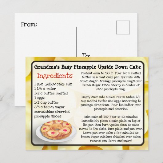 Oma's ananas ondersteboven Cake Recept Kaart (Voorkant / Achterkant)