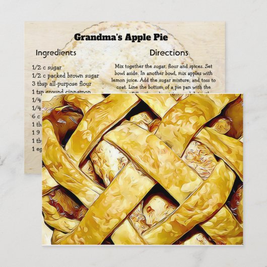 Oma's Apple Pie Day Recept Kaart (Voorkant / Achterkant)