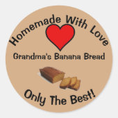 Oma's Bananenbrood Ronde Sticker (Voorkant)