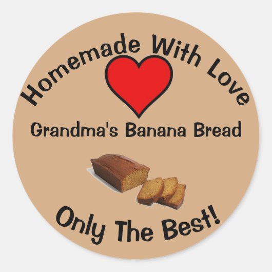 Oma's Bananenbrood Ronde Sticker (Voorkant)