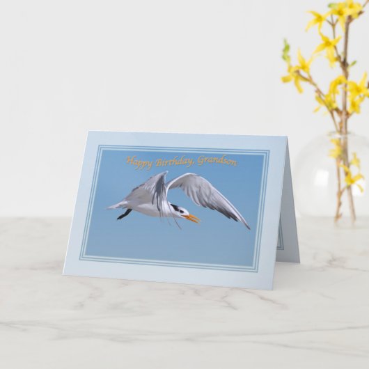 Oma's Birthday Card met Royal Tern Bird Kaart (Gele Bloem)