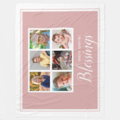 Oma's Blessings 6 Fotocollage Roze Fleece Deken (Voorkant)