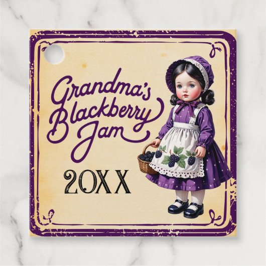 Oma's Braambessenjam Vintage Favor Tags Bedankjes Labels (Voorkant)