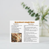 Oma's Chocolade Chip Cookie Bar Recept Kaart (Staand voorkant)