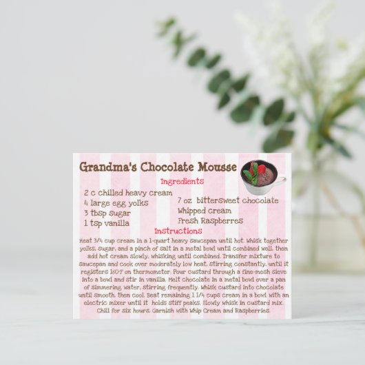 Oma's Chocolate Mousse Recept Kaart (Staand voorkant)