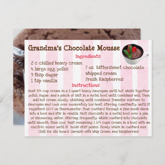 Oma's Chocolate Mousse Recept Kaart (Voorkant / Achterkant)