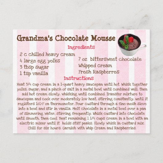 Oma's Chocolate Mousse Recept Kaart (Voorkant)