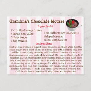 Oma's Chocolate Mousse Recipe Card Briefkaart