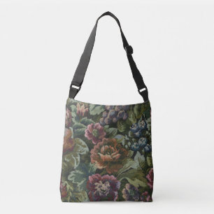 Oma's comfortabele vintage bloemendoppkit crossbody tas