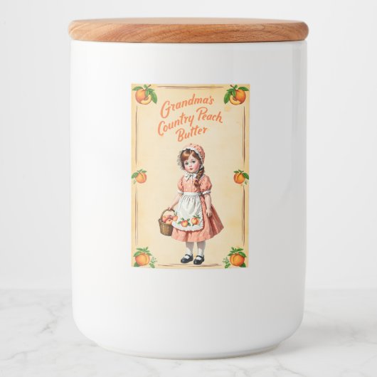 Oma's Country Peach Butter Voedselcontainer Etiket (Voorkant)