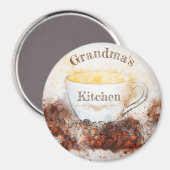 Oma's Cozy koffiebonen voor de keuken Magneet (Voorkant / Achterkant)