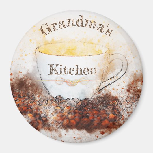 Oma's Cozy koffiebonen voor de keuken Magneet (Voorkant)