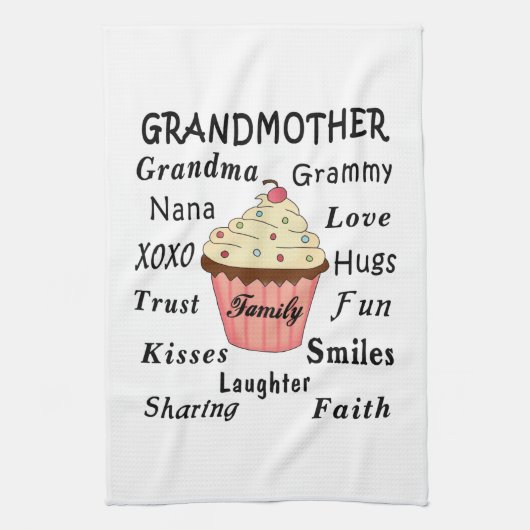 Oma's cupcakes voor grootmoeders theedoek (Verticaal)