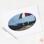 Oma's dag op het strand ovale sticker (Envelop)