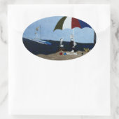 Oma's dag op het strand ovale sticker (Tas)