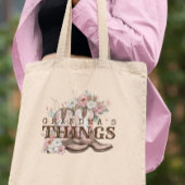 Oma's Dingen Western Cowboylaarzen Met Bloemen Tote Bag